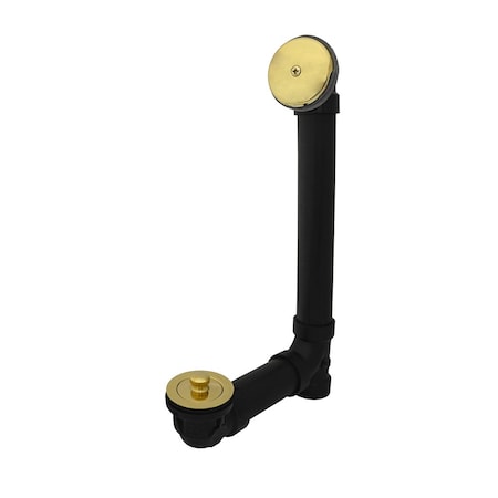 Jones Stephens Polished Brass One-Hole Lift and Turn Bath Waste Kit, Standard Full Kit, Black Plastic B07035